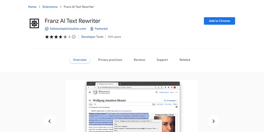 Franz AI Text Rewriter for Chrome